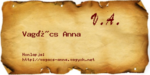 Vagács Anna névjegykártya