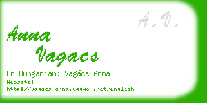 anna vagacs business card